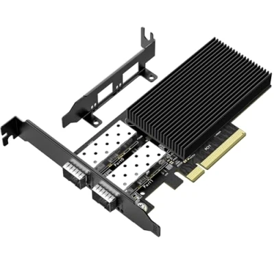 Imagen de 10Gb SFP Tarjeta de Red PCIe con Controlador Intel 82599 (X520 DA2), Adaptador Ethernet 10G Nic Solo Puerto 10 Gbps SFP, Compatible Express X8/X16, Windows/Linux/VMware
