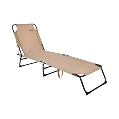 Imagen de Well Home Tumbona Plegable en Color Crema 187x55x24,5cm para Disfrutar al Aire Libre