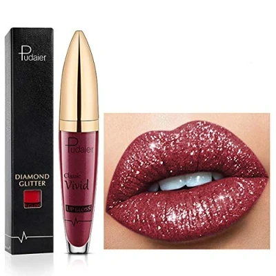 Imagen de Lápiz labial de brillo labios con diamante 18 colores líquido mate brillante, Barra antiadherente larga duración Labio suave natural (16)