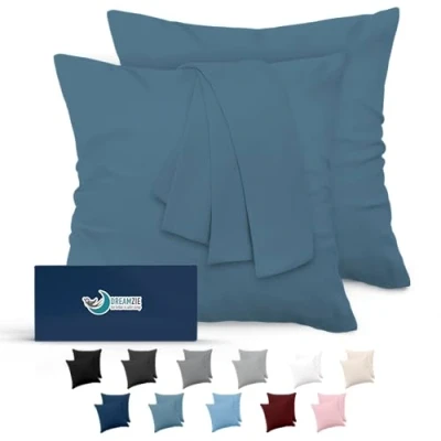Imagen de Dreamzie Fundas de Almohada (Juego 2) para Las Almohadas 80 x cm, Azúl, Microfibra (100% Poliéster) Cojines Calidad con una Suavidad Incomparable