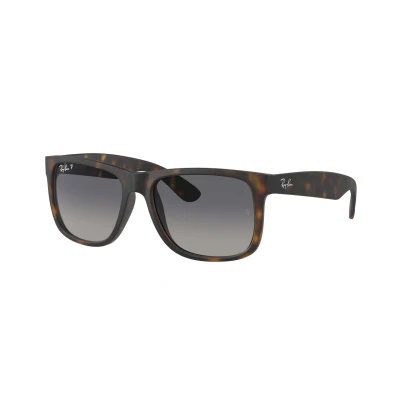 Imagen de Ray Ban RB4165 Justin Gafas de sol rectangulares, Goma Havana/Verde Oscuro Polarizado, 54 mm