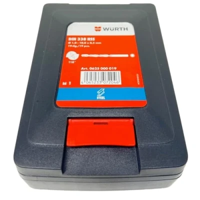 Imagen de Würth 0625000019 Juego de brocas helicoidales HSS DIN 338 tipo RN 118, 19 piezas, 1 10 mm, cassette