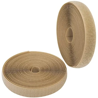 Imagen de AERZETIX C65925 Cinta/rollo de scratch 20mm 5 metros auto agarre organizador/sujetacables tira enganche bolsa prenda correa color: beige oscuro en poliamida y poliéster