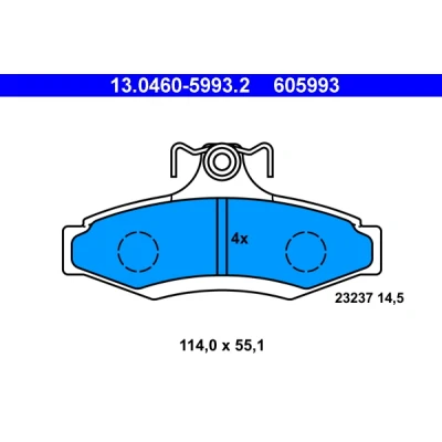 Imagen de ATE 13.0460 5993.2 Juego de pastillas freno no preparado para indicador desgaste, excl. contacto avisador desgaste DAEWOO: Nubira, Leganza