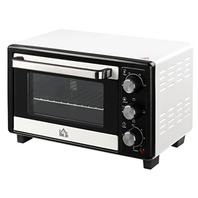 Imagen de HOMCOM Horno Eléctrico de Sobremesa 16L 1400W Portátil con 3 Modos Calor Temperatura hasta 230 ℃ Temporizador Bandeja Horneado y Rejilla 44x32x28,1 cm Blanco Negro