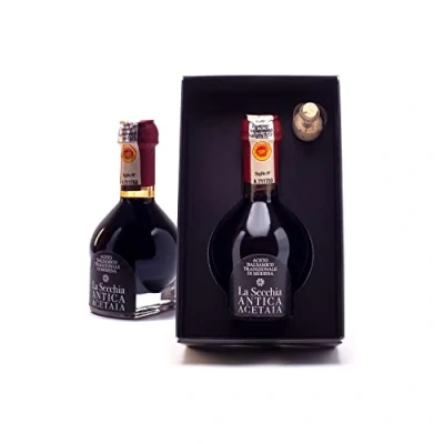 Imagen de La Secchia &quot;Affinato&quot;, Vinagre Balsámico Tradicional de Módena DOP, Envejecido Mínimo 12 Años, Botella 100 ml con Estuche y Dosificador Vidrio Soplado, Idea Regalo