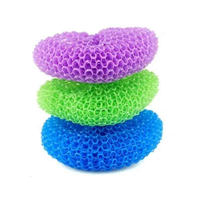 Imagen de D.RECT 3 Esponjas de Plástico para la Cocina Esponja Rascadora Limpiar Sartenes y Eliminar Suciedad Persistente Sin Rayas, Multicolor