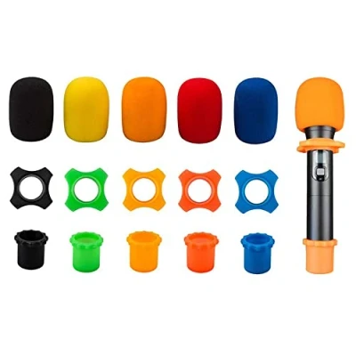 Imagen de Fundas de Micrófono Esponja, 15 Piezas Cubiertas con Anillo Antideslizante y Funda Inferior, Parabrisas, Resistente a Caídas, para Karaoke Estudio Reuniones