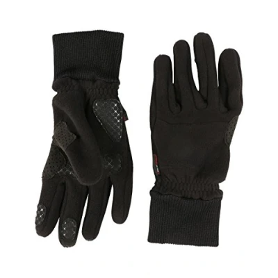 Imagen de Ultrasport Basic Guantes polares de invierno Cozy para hombre y mujer, con zonas agarre montar en bicicleta realizar otras actividades al aire libre, negro, L