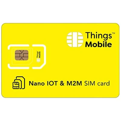 Imagen de Tarjeta NANO SIM de DATOS para IOT y M2M Things Mobile con cobertura global red multioperador GSM/2G/3G/4G, sin costes fijos, vencimiento tarifas competitivas. 10 crédito incluido