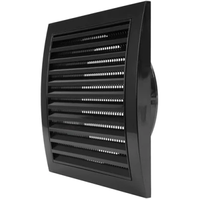 Imagen de Capucha de escape negra 6 pulgadas con pantalla protección plagas integrada, color negro, cubierta ventilación aire, conducto HVAC, tapa