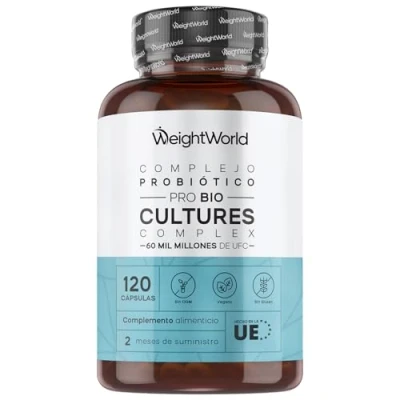 Imagen de Prebióticos y Probióticos Intestinales con 20 Cepas Bacterianas 120 Cápsulas 60 Mil Millones UFC para la Flora Intestinal Balance Interno Apto Veganos, Sin Lactosa OGM