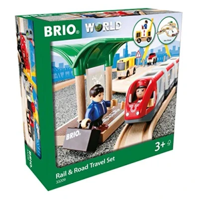 Imagen de BRIO WORLD Set Circuito de Tren y carretero viajeros, con Accesorios, 33 Piezas, Edad 3+ Años