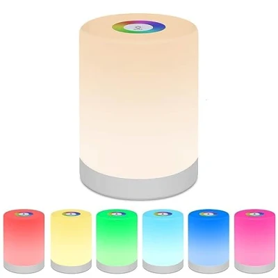 Imagen de Luz De Nocturna LED, Lámpara Mesa Noche Inteligente, USB Recargable Diseño Control Táctil Portátil Cambio Color RGB Para Niños Habitación Cámping (Blanco Cálido)