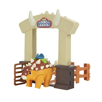 Imagen de Dino Ranch Action Pack Ankylosaurus, juguete de la serie dibujos animados, con un dinosaurio y rancho vayas, coleccionable, 3 modelos diferentes, niños + 4 años, Famosa (DNA05100)