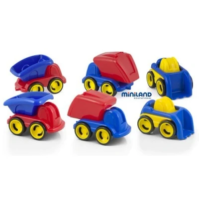 Imagen de Miniland Minimobil dumpy 6 uds Vehículos de 18cm, Color Verde, Amarillo, Naranja, Azul, Small (27469)
