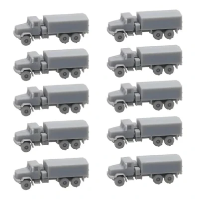 Imagen de 10 Piezas 1/2000 1/350 Escala KrAZ 6322 Vehículo Militar Semirremolque Tractor Modelo DIY De Resina Soldado Camión Carga Militar(1/350 (26mm))