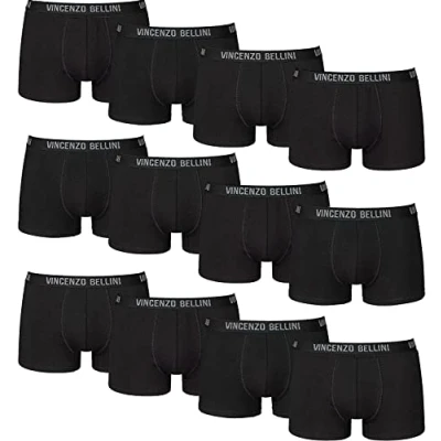 Imagen de Vincenzo Bellini calzoncillos tipo bóxer estilo hipster, paquete de 8/12 unidades, ropa interior cómoda y transpirable para hombre, algodón, básicos, M
