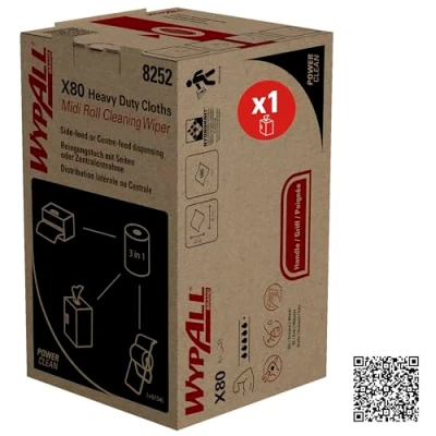 Imagen de paños para limpieza de dificultad media WypAll X80 Power Clean 8252 2 en 1 rollo mediano x 180 blancos