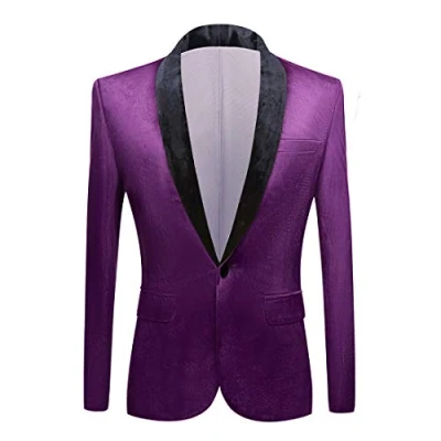 Imagen de PYJTRL Chaqueta de Terciopelo Estilo Masculino (3XL, Purple)