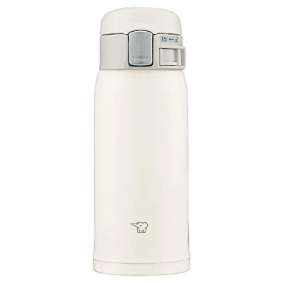 Imagen de Zojirushi SM SF36 WM Botella de agua, bebida directa, apertura un solo toque, taza acero inoxidable, 12 fl oz (360 ml), blanco pálido