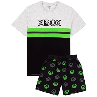 Imagen de Xbox Pijamas para Hombre Adultos Juego Camiseta Negra y Pantalones Cortos PJs M