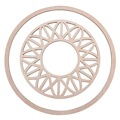 Imagen de Rayher 62821000 Juego de Dos Aros atrapasueños, un Disco con Estampado Mandala y aro Grande, Madera Natural, 13 cm
