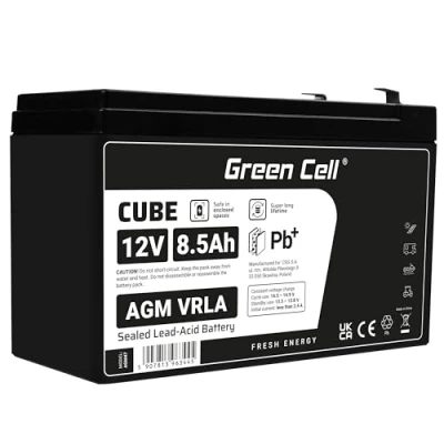 Imagen de Green Cell Recambio de Batería Gel AGM 12V 8.5Ah Rechargeable Pila Sellada Plomo ácido sin Mantenimiento Reemplazo para Sistemas Alarma Antirrobo Video vigilancia
