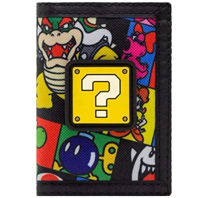 Imagen de Mario Party Question Block Personajes Retro Billetera/Cartera Tri Fold Bolsillo para Monedas &amp; Tarjetero, Multicolor