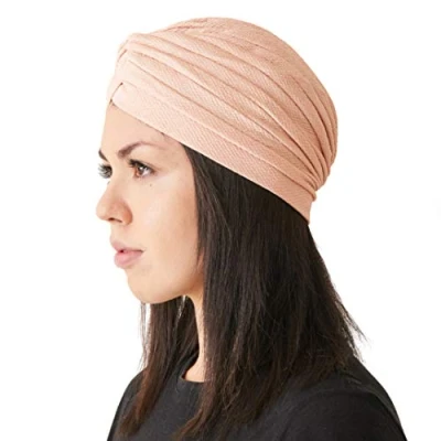 Imagen de CHARM Casualbox Tela Crepé Twist Turbante Sombrero Tejido Bandana Árabe Festival Bohemio Rosa Claro B