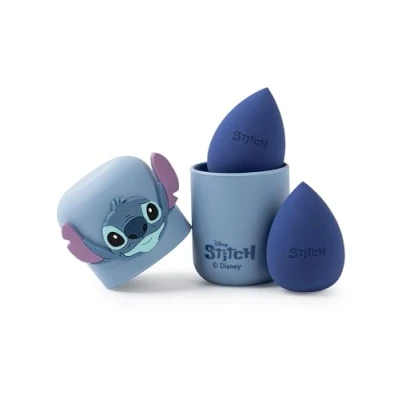Imagen de Disney Juego de esponjas maquillaje para mujer Lilo &amp; Stitch 2 belleza con estuche almacenamiento estampado personajes en azul