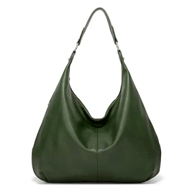 Imagen de Ashioup Hobo Bolso de hombro para mujer, piel sintética suave, con cremallera, Verde negruzco, Talla única