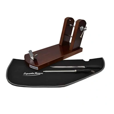 Imagen de JAMONERO BUARFE Rioja con Set Negro EN Madera DE Pino para Profesional HOGAR +Cuchillo + CHAIRA Cubre Jamon Color: (Nogal)