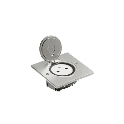 Imagen de Legrand 089760 Toma de suelo superficie simple con platino cuadrado, 2P+T, 16A, 250 V, acero inoxidable