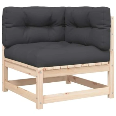 Imagen de vidaXL Sofá de Equina con Cojines, Asientos Respaldos, Sofás Esquineros Modulares, Sillones para Patio Terraza, Madera Maciza Pino