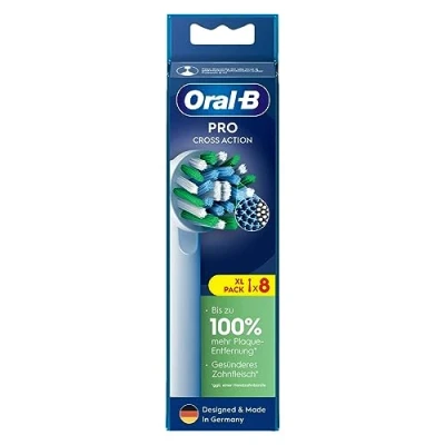 Imagen de Oral B Pro CrossAction Juego de 8 cabezales cepillo dientes eléctrico para con cerdas innovadoras en forma X, accesorio original cepillos