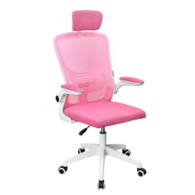 Imagen de MARSGAMING MGC ERGOPLUS, Silla Ergonómica Profesional, Soporte Lumbar Dinámico Adaptable, Malla Transpirable, Altura Regulable Entre 115 125cm, Reposabrazos Plegables, Reposacabezas Ajustable, Rosa