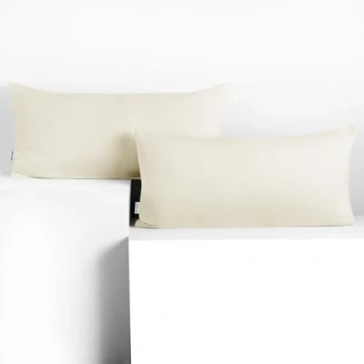 Imagen de DecoKing 2 Fundas de cojín 40 x 80 cm, algodón, con Cremallera, Color ámbar Crudo