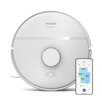 Imagen de Philips Homerun Serie 2000: Robot Aspirador y friegasuelos 2 en 1 con 2700 Pa de succión &amp; 130 min autonomía, Navegación láser, Carpet Boost, Controlado por App, Blanco Ártico (XU2000/20)