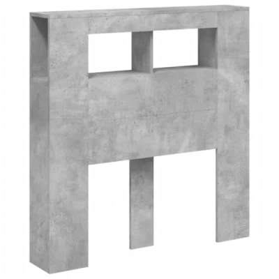 Imagen de vidaXL Cabecero LED, Cabecera con Almacenaje, Cabezal de Cama, para Dormitorio, Madera Ingeniería Gris Hormigón 100x18,5x103,5 cm