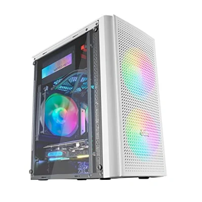 Imagen de Mars Gaming MC300W Blanco, Caja PC Micro ATX, Cristal Templado, Frontal MESH, 3xVentilador FRGB