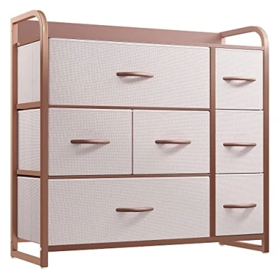 Imagen de YITAHOME Cajonera para Armario,Unidad de Almacenamiento, Tela, con 7 cajones,Cajones Tela Parte Superior Madera,Rosa