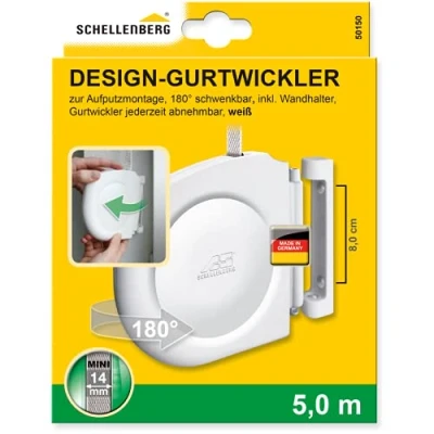 Imagen de Schellenberg 50150 Enrollador atornillado mini para montaje en la pared o el marco de ventana, color blanco