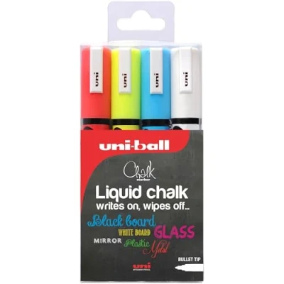 Imagen de Uni Ball Chalk Markers PWE5M Marcadores para pizarras (punta mediana, 4 unidades)