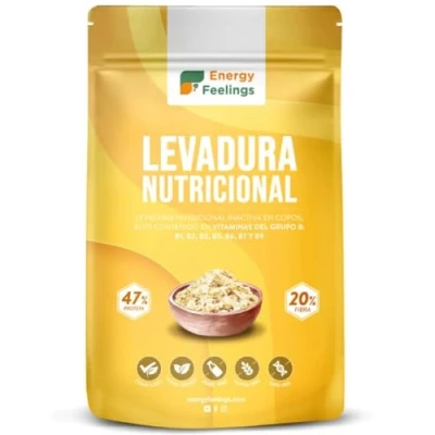 Imagen de Energy Feelings Levadura Nutricional 250g, Nutritiva en Copos Rica Vitamina B y Proteínas 46%, Nutritional Yeast Sin Gluten, Azucar, Ideal para Queso Vegano