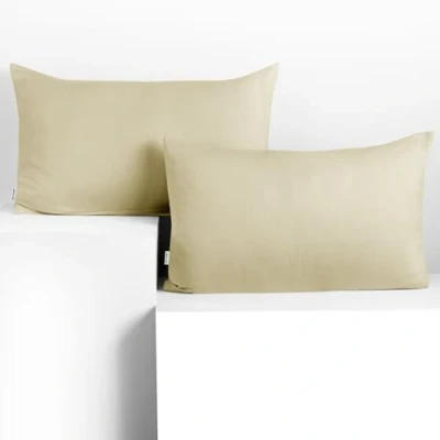 Imagen de DecoKing 2 Fundas de Almohada 50 x 60 cm, Jersey 100% Algodón Peinado, con Cremallera, Color Beige ámbar