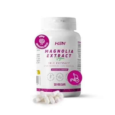 Imagen de HSN Extracto de Magnolia 300mg (142,5mg Magnolol + 129mg Honokiol) 120 Cápsulas Vegetales Equivale a 5400mg Corteza officinalis (18x Veces Más Concentrado) No GMO, Vegano, Sin Gluten
