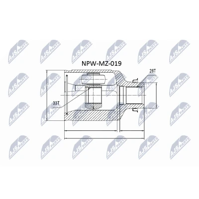 Imagen de NTY NPW MZ 019 Junta Homocinética lado de engranaje, Eje delantero, derecha MAZDA: 6 Hatchback, Wagon