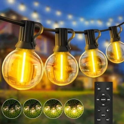 Imagen de Guirnalda Luces Exterior Jardín Led 20M 25+2 G40 Bombillas 65.5ft Luz Exteriores Guirnaldas Dimmable IP44 Impermeable Conectable Terraza Iluminacion Exteriors Lampadas para Navidad Fiesta Pergolas
