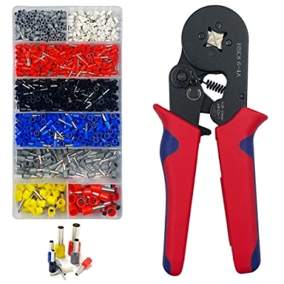 Imagen de Newaner crimpadora alicates de terminales electricos con 1200 punteras, 8 tipos 0.5 10mm² punteras alambre aisladas, herramienta crimpado cable autoajustable para electricistas